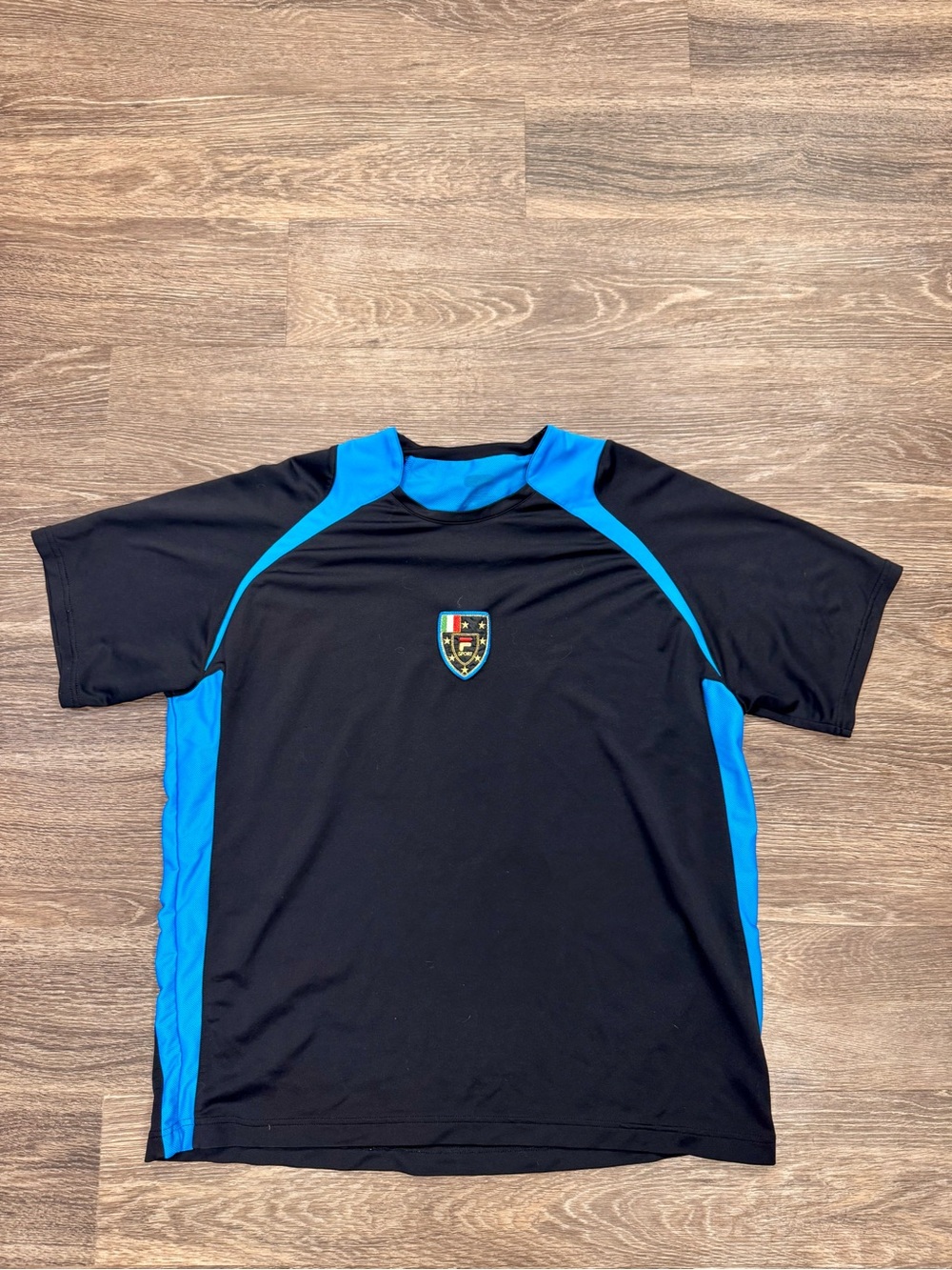 Fila Sport Italia Black Blue Performance Athletic Soccer Jersey Shirt Men XL